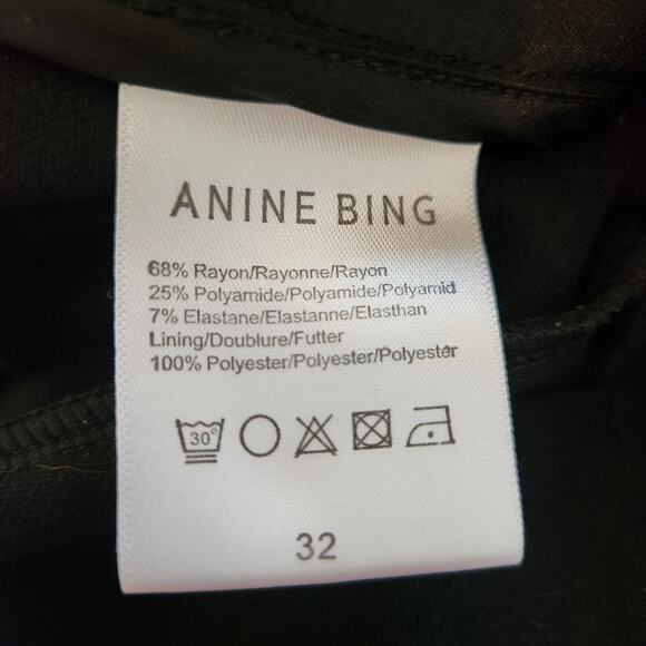 Anine Bing Kylie Slim Leg Ankle Slit Pants 32/XS Black High Rise Stretch Luxe - Picture 7 of 13